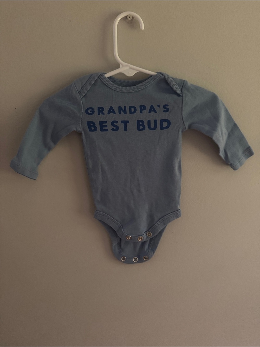 okie dokie Light Blue 'Grandpa's Best Bud' Long-Sleeve One-Piece